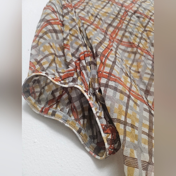 Doen Naret Tomato Emmeline Plaid 100% Silk Top Blouse Sz XS - Picture 10 of 16